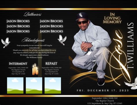 4-page Funeral Obituary Booklet | Digital Download Canva Template|bi