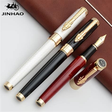 Luxury Jinhao A New Dragon Cilp Bright Silver Fountain Pen Business