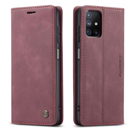 Caseme Samsung Galaxy M Soft Slim Magnetic Flip Leather Wallet Case Red