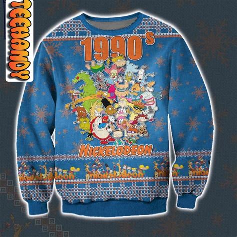 1990s Nickelodeon Iconic Characters Ugly Christmas Sweater