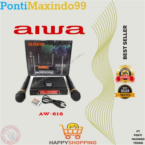 Jual MICROPHONE AIWA DOUBLE WIRELESS AW 616 Shopee Indonesia