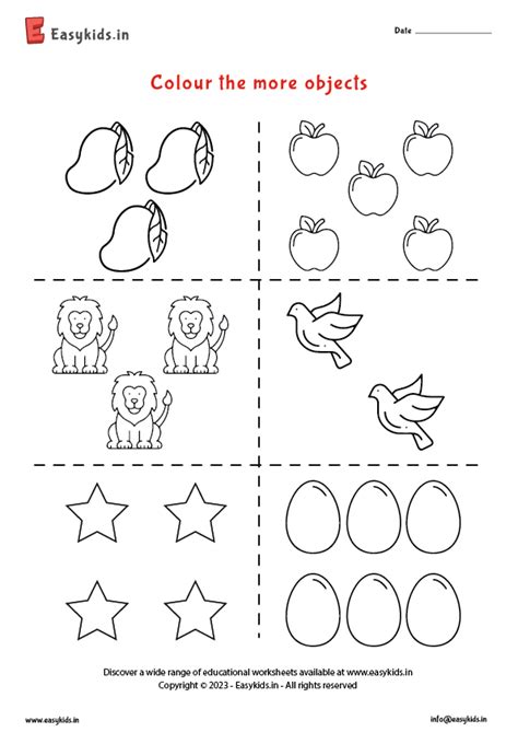 Colour The More Objects Worksheet