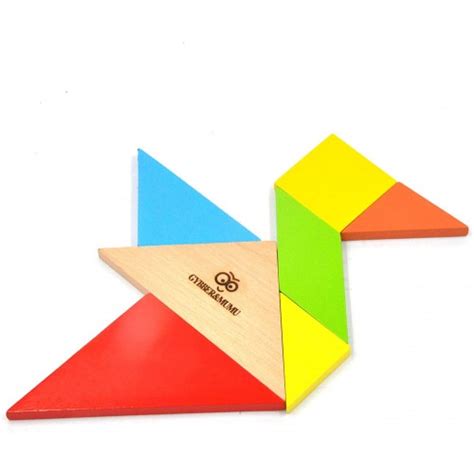 Gybbermumu 7 Piece Colorful Wooden Tangram Puzzle Set