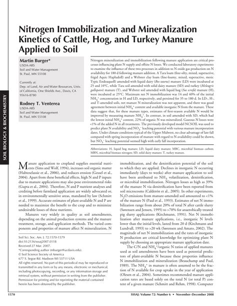 Pdf Nitrogen Immobilization And Mineralization Kinetics Of Cattle