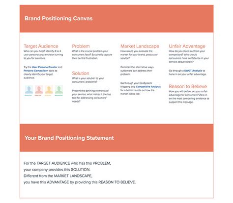 How To Create A Brand Positioning Canvas In 2020 Xtensio