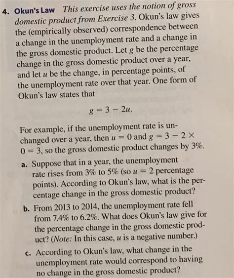 Solved 4. Okun's Law This exercise uses the notion of gross | Chegg.com