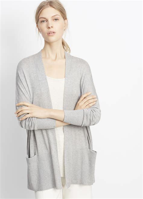 Lyst Vince Silk Cashmere Open Front Cardigan In Gray