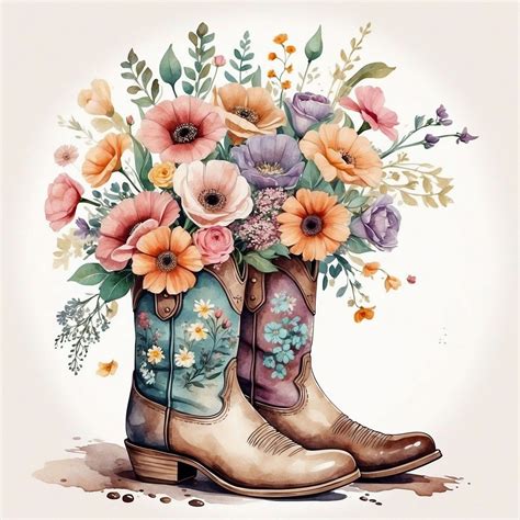 Cowboy Boots And Flower Art Free Stock Photo Public Domain Pictures