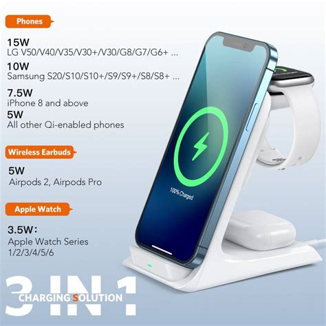 Wireless Charging Station 15W AGPTEK 3 In 1 Wireless Charger Stand