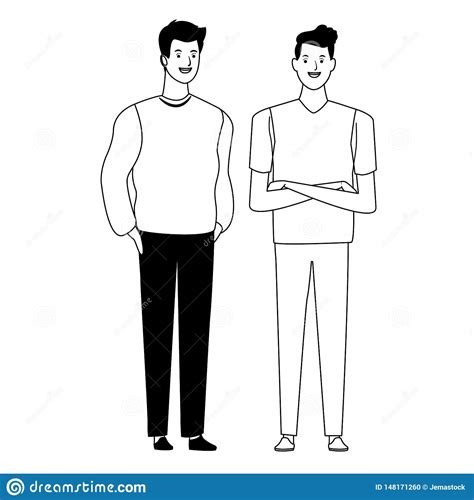 Personaje De Dibujos Animados Del Avatar De Los Hombres En Blanco Y