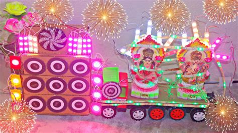 Navratri Durga Murti Mini Dj Truck Radha Krishna Dj Light Trolley