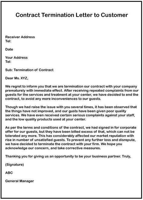 7 Business Contract Termination Letter Samples Howtowiki