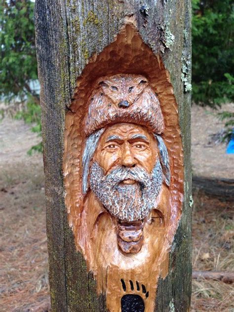 CEDAR Mountain Man Wood Spirit Carving By TheBearGuy Etsy Wood