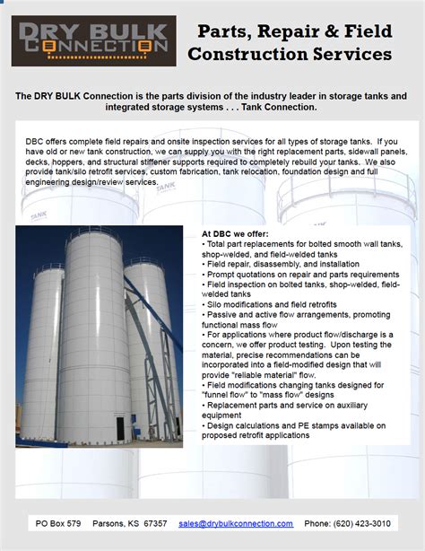 Field Services Bolted Storage Tanks Tank Connection