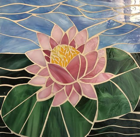 Mosaic lotus | Mosaic art, Mosaic flowers, Glass window art