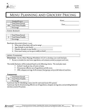 Fillable Online Rhs Rcs K Tn Grocery Shoppnig Within A Budget Lesson