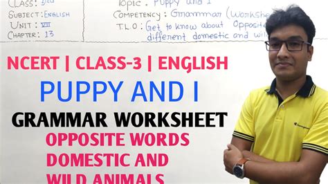 Puppy And I Class 3rd English Grammar Worksheet 2 NCERT CBSE