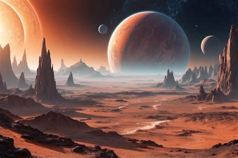 Paisaje De Ciencia Ficción De Un Exoplaneta Gráfica De Imágenes De Planetas Alienígenas De Alta