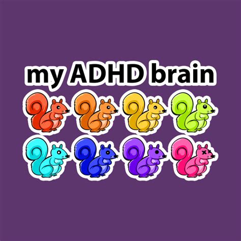 My ADHD Brain SQUIRREL Funny Cute ADD Awareness Trendy Cartoon Meme