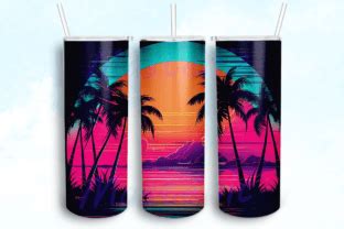 Neon Sunset Beach Graphic by Mastenic · Creative Fabrica