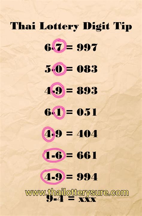 Thai Lottery Best Two Digit Touch Upcoming Draw Thai Lottery