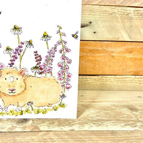 Honey In The Bee Meadow Guinea Pig Birthday Card Arty Bee Designs