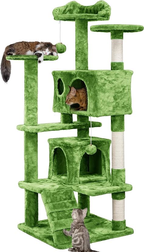 Yaheetech Arbre à Chat avec 2 Niches 3 Plateformes 2 Boules en Sisal