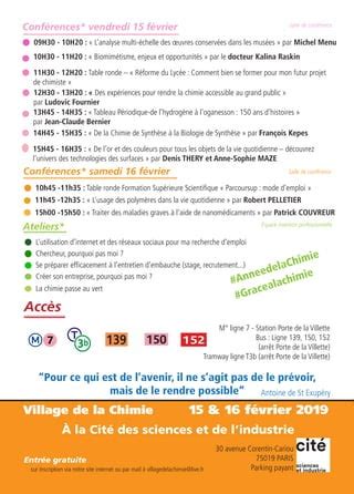 Invitation Et Programme Du Village De La Chimie 2019 PDF