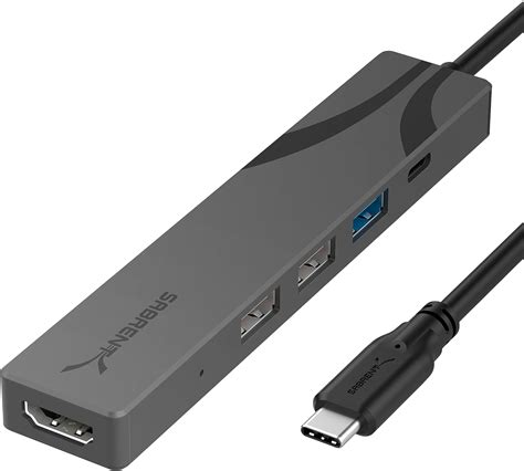 SABRENT Multi Port USB C Hub With Power Delivery And HDMI Out 3 USB A