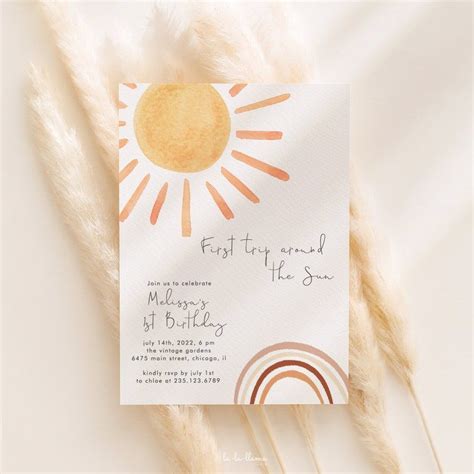 First Trip Around The Sun Birthday Invitation Editable Etsy España