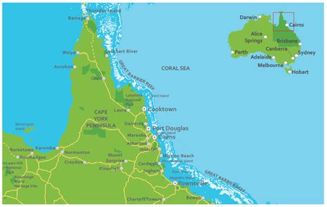 Region Map of Far North Queensland – Cairns Charts & Maps