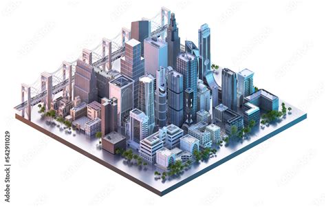 ภาพประกอบสตอก Modern isometric city plan 3d location map living