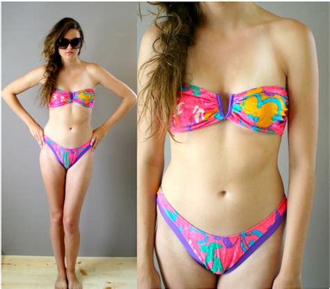 Vintage 80s Bandeau Bikini By Fashionredemption On Etsy