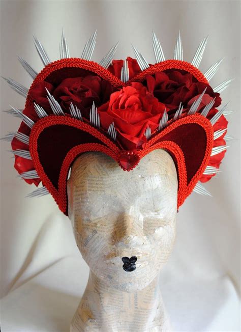 Queen Of Hearts Costume Headdress With Rosesvalentine Red Etsy Red