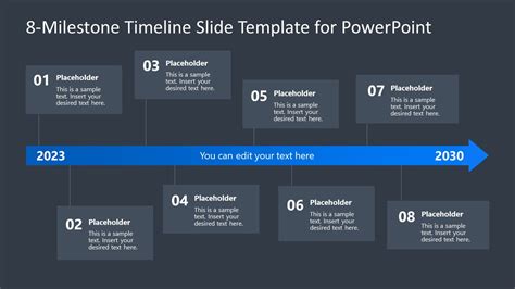 8-Milestone Timeline Slide Template for PowerPoint