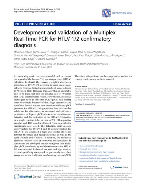 PDF Development And Validation Of A Multiplex Real Time PCR For HTLV