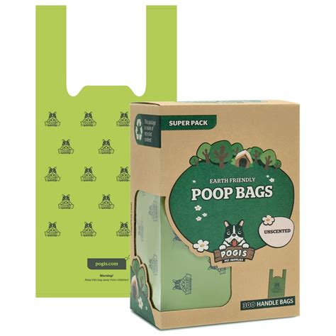 Pogis Poop Bags 300 Unscented Dog Poop Bags With Easy Tie Handles