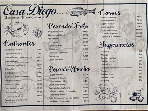 Menu At Restaurante Casa Diego Fuengirola