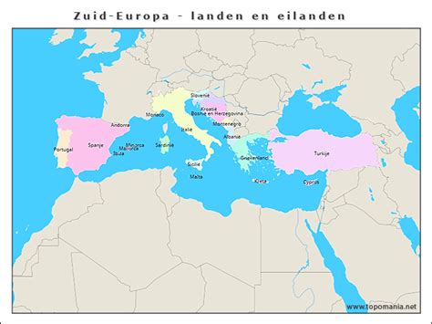 Topografie Zuid Europa Landen En Eilanden Topomania Net