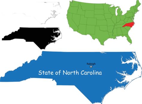 North Carolina Map With Raleigh Star Silhouette Simple Geography