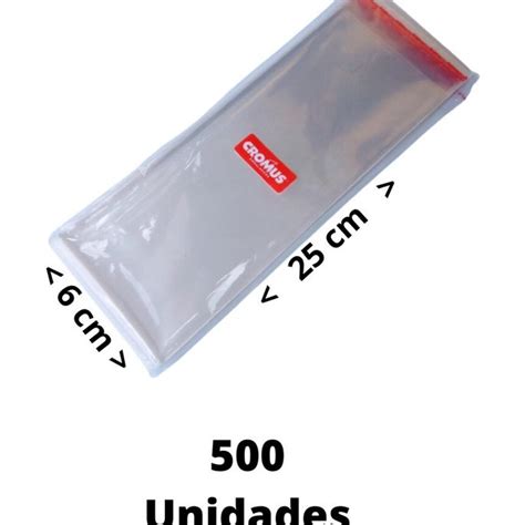 500 Saquinhos Adesivados 6x25 Transparente Mais Aba Colante