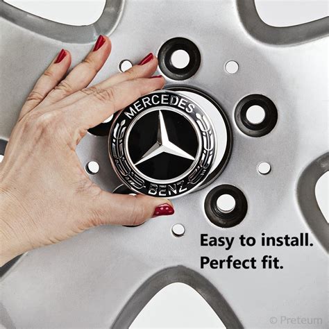 Mercedes Benz Wheel Center Caps Set Of New Black Mm Inch