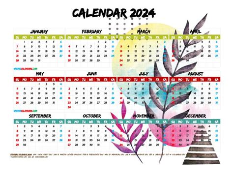 2024 Printable Calendar By Month With Holidays Download 2024 Calendar