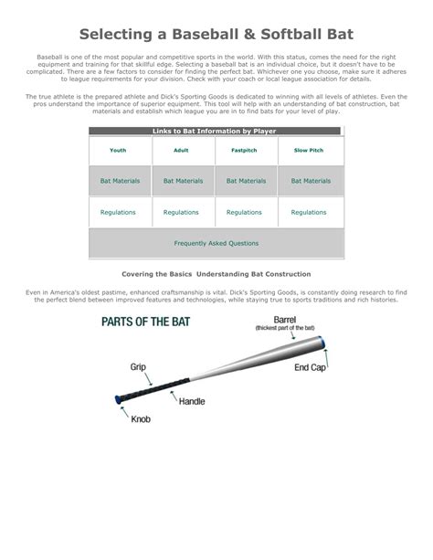 Baseball/Softball Bat & Glove Size Chart - Grey and Green Download ...