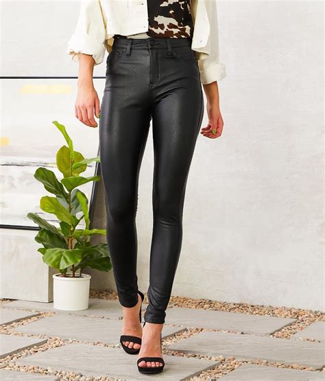 Kancan High Rise Faux Leather Skinny Pant Womens Pants In Black Buckle