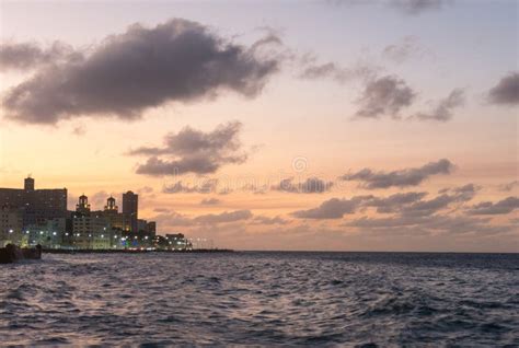 Sunset at Malecon, the Famous Havana Promenades. Cuba. at the Bo Stock ...