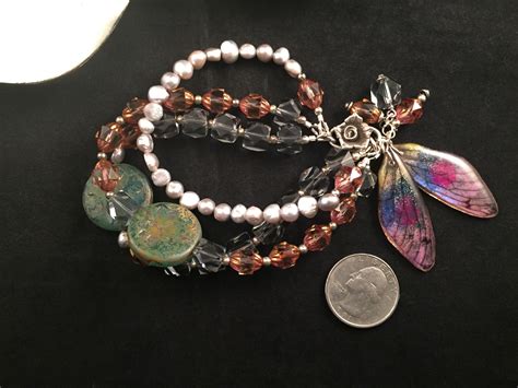 Dragonfly Bracelet, Artisan Bracelet, Multistrand Bracelet, Hill Tribe