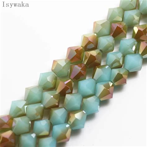 Isywaka Sale Blue Golden Color Mm Pcs Bicone Austria Crystal Bead