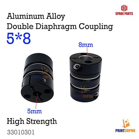 Aluminum Alloy Double Diaphragm Coupling 5x8mm Elastic Connector 3D