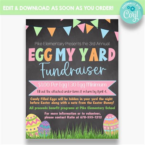 Editable Egg My Yard Fundraiser Flyer With Bonus Order Form Etsy